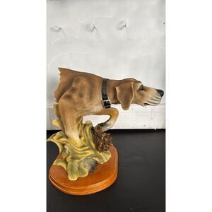 Fine art Collection Dog Sculpture Glass Eyes Wood Base